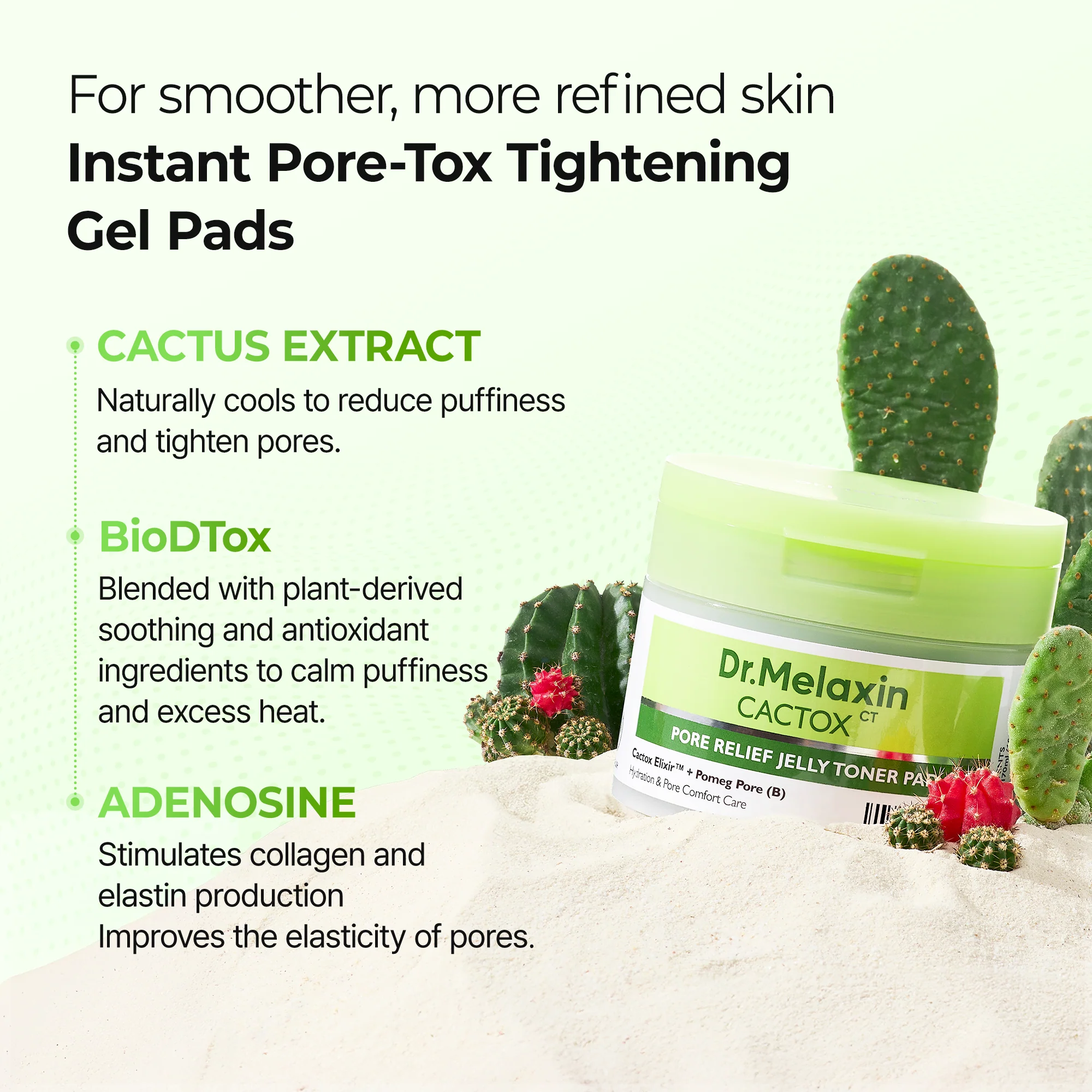 CACTOX Pore Relief Jelly Toner 60 Pads - Image 6